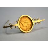 A Victorian 1898 half sovereign in 9ct bar brooch setting, approx 7g all in