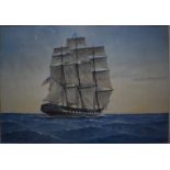 E Tufnell (1888-1978) - The 'USS "Constitution"', watercolour, signed lower right and inscribed