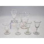 Six 19th century assorted drinking glasses, all having half fluted bowls (6) No chips or cracks