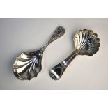 A George III bright-cut silver caddy spoon with shell bowl, Thomas Watson (probably), Newcastle (