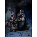 George Smith (1829-1901) - 'A game of cards in the cellar', oil on panel, signed lower left, 20 x 14