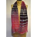 Georgina Von Etzdorf scarves - a fine mohair scarf in pink/blue/grey striped design, a fine mohair