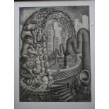 Dedic - 'Paris', surrealistic abstract, pen and ink, signed and dated '78 lower right, 80 x 59 cm