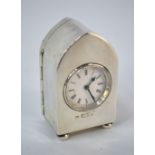 An Edwardian silver lancet-cased boudoir clock with French movement and enamel dial, Chester 1905, 8