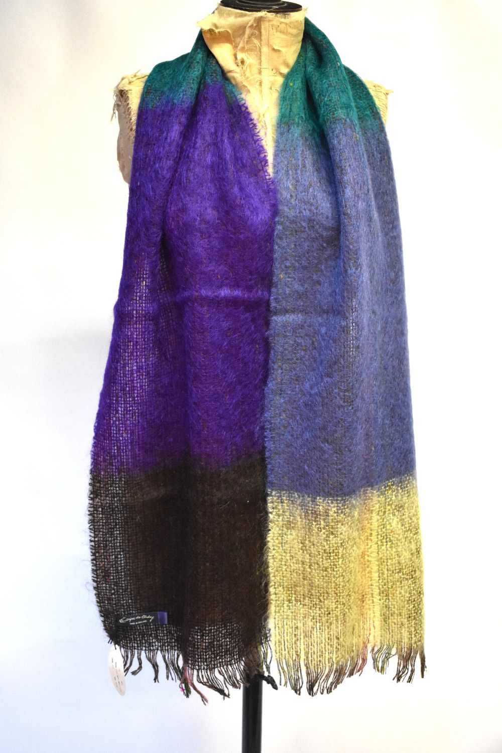An unlabelled mohair stole with flecks of sparkle thread in dark blue/purple and amber, a Georgina - Image 2 of 3