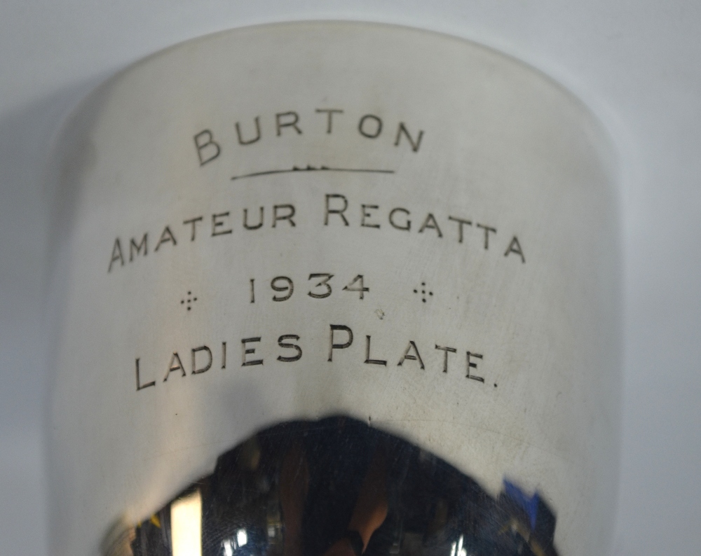 A silver goblet trophy cup 'Burton Amateur Regatta Ladies Plate 1934', A L Davenport Ltd, Birmingham - Image 3 of 7