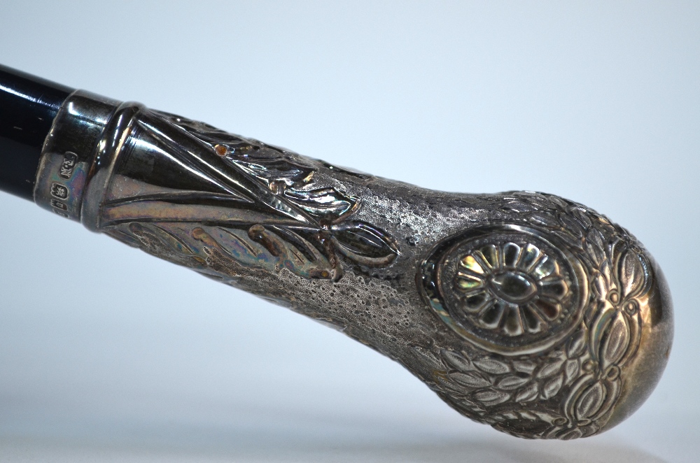An orchestral conductor's baton, ebonised and with embossed and chased silver mounts, Ebenezer - Image 3 of 3
