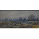 Rosa Mingaye - 'Oat field at Oxford', watercolour, signed lower left, 16.5 x 35 cm Good