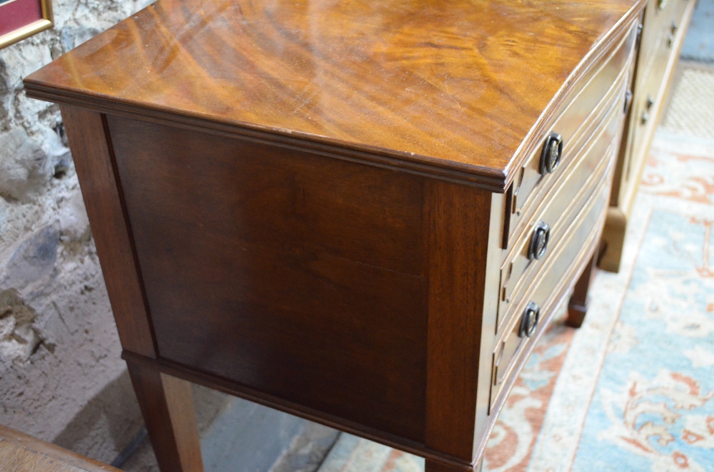 A figured mahogany canteen table with three fitted drawers, containing a part set of electroplated - Image 8 of 8