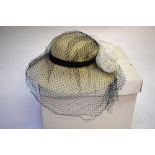 1970s ladies designer hats to include Philip Somerville black feather hat with ostrich plume, a