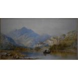 C Pearson - Fishing on a lake, with distant mountains, watercolour, signed and dated 1859 lower