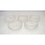 Five Georgian glass finger bowls, 12 cm diam (5) Four in good condition, one with large chip to rim