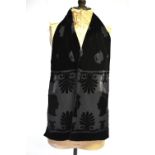 English Eccentrics scarves - Helen David black silk mix devore scarf with neo-classical design,