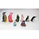 Eight Murano and Murano style glass penguins (8) No losses or damage