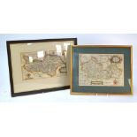 Two 17th century county map engravings by William Hole after Christopher Saxton, Eboracensis (