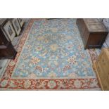 A large handmade Ziegler design carpet, pale blue ground, 351 x 256 cm