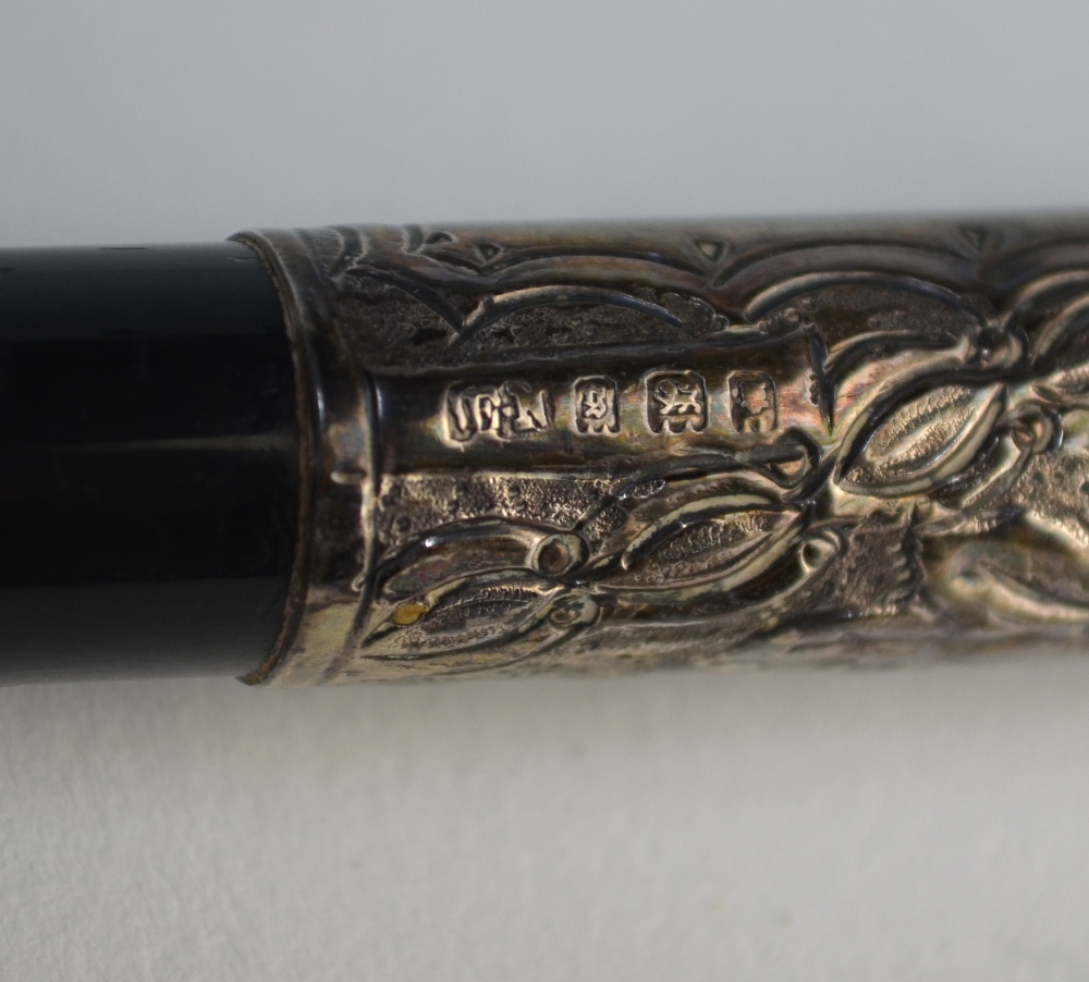 An orchestral conductor's baton, ebonised and with embossed and chased silver mounts, Ebenezer - Image 2 of 3