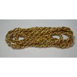 A white and yellow metal rope chain necklace to/w matching bracelet both stamped 750, approx 41g