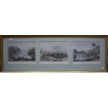 Three framed sets of American engravings - View from West Point; Washington, from the Presidents