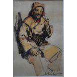 Gordon Grant - Study of a seated seaman wearing sou'wester and oilskins, smoking a pipe,