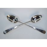 A pair of George III silver old English pattern stuffing spoons, Peter & Ann Bateman, London,