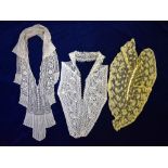 A collection of 19th century and later lace to include modesty panels, a bertha collar, flounces,