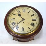 A late 19th century mahogany eight-day fusee movement dial clock, a/f, 37 cm diam