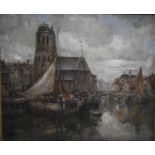 Manner of William Edward Webb (1862-1903) - An extensive view of Dordrecht, circa 1880-90, oil on