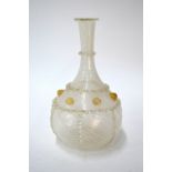 A Venetian glass bottle vase with applied gold prunts, 21 cm high No damage