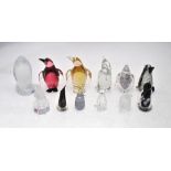 Twelve glass penguins including Scandinavian examples, a Swarovski Crystal penguin, Goebel