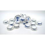 A Royal Copenhagen blue floral decorated part tea/chocolate service, comprising:  Ten cups, ten