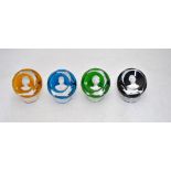 Four Baccarat France glass cameo paperweights - Queen Elizabeth II 1977, The Duke of Edinburgh 1976,