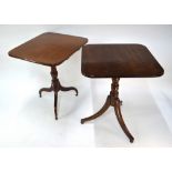 A Victorian mahogany tilt top tripod table to/w another similar table of differing colour (2) Darker