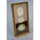 Three Georgian Wedgwood green Jasper oval plaques depicting 'A Sacrifice to Peace' 6.5 x 5 cm, 'Sale