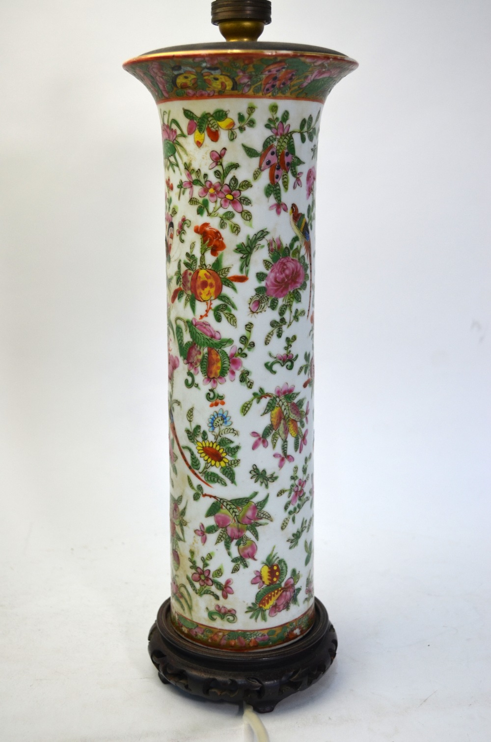 A Chinese Canton famille rose vase, mounted for electricity, overall height about 42 cm Please - Image 7 of 8