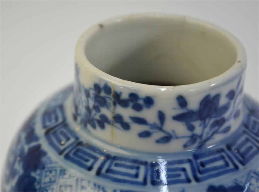 A Chinese blue and white vase, decorated with long-tailed birds, peony heads and dense foliage, 19 - Image 5 of 14