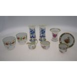 A small collection of continental porcelain comprising - a pair of Meissen blue painted