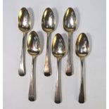 A set of six George III silver OEP table spoons, William Bateman I, London 1815, 14.3oz