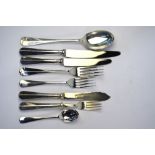 A set of Hanoverian rat-tail silver for six, comprising table forks, dessert spoons and forks,