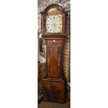 William Robeson, Newcastle, a 19th century mahogany 8-day longcase clock, the painted arched dial