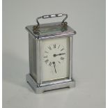 An electro-plated carriage clock with 8-day single wind movement, 12 cm h