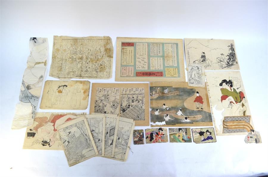 A Japanese map with extensive kanji and explicit Shunga scenes (possibly from a Yujo Hyoban-Ki), - Image 2 of 10