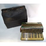 A German Mazzini accordion with marbled body in carrying case, 120 bass