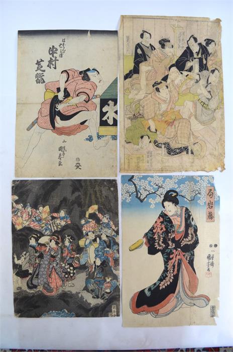 A Japanese oban tate-e of a seated Daimyo (possibly Takeda Shingen) by Kuniyoshi; together with 12 - Image 5 of 12