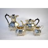 A silver four-piece tea service on pad feet, Albert Henry Thompson, Sheffield 1921, 50.9 oz gross