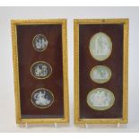 Three Georgian Wedgwood black Jasper plaques including 'Juno with Peacock', 4.8 x 5.2 cm, the others