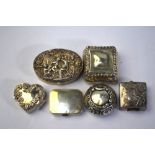 Six various Victorian and later small silver pill-boxes, 3.5 oz total