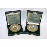 Gerald Benney design - two 1977 Silver Jubilee dishes inset with gilt centre, London 1977, ltd ed