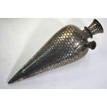 A Bidri or Bidri style portable hookah base of conical form with trumpet neck, decorated with