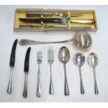 A set of Hanoverian rat-tail silver flatware and cutlery for six, comprising table forks, dessert